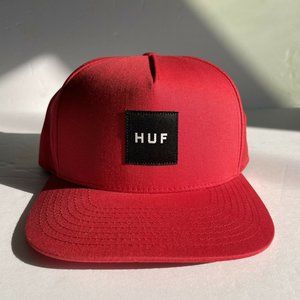 Huf Worldwide Hat Red Adjustable NEW Logo Cap Ball Cap Snapback